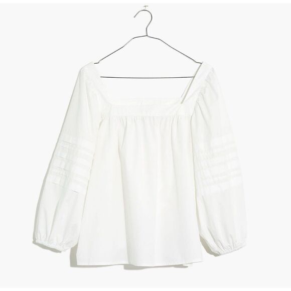 Square-Neck Pleat-Sleeve Top Size M / NWOT - Picture 3 of 7